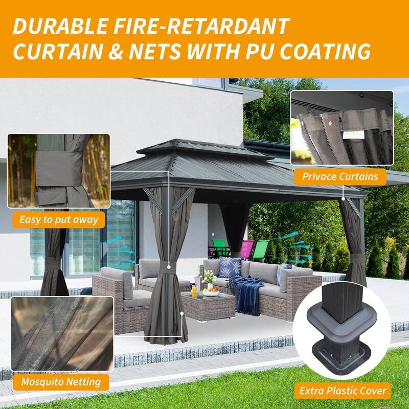 Domi Hardtop Gazebo with Galvanized Steel Double Roof and Aluminum Frame