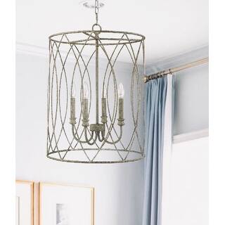 4 Lt. Grey and Gold Rustic 18" x 25" Pendant