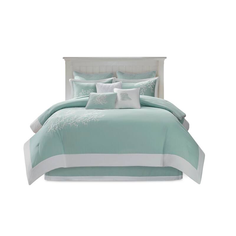 Oversized Cotton Jacquard Comforter Set Aqua King - Aqua
