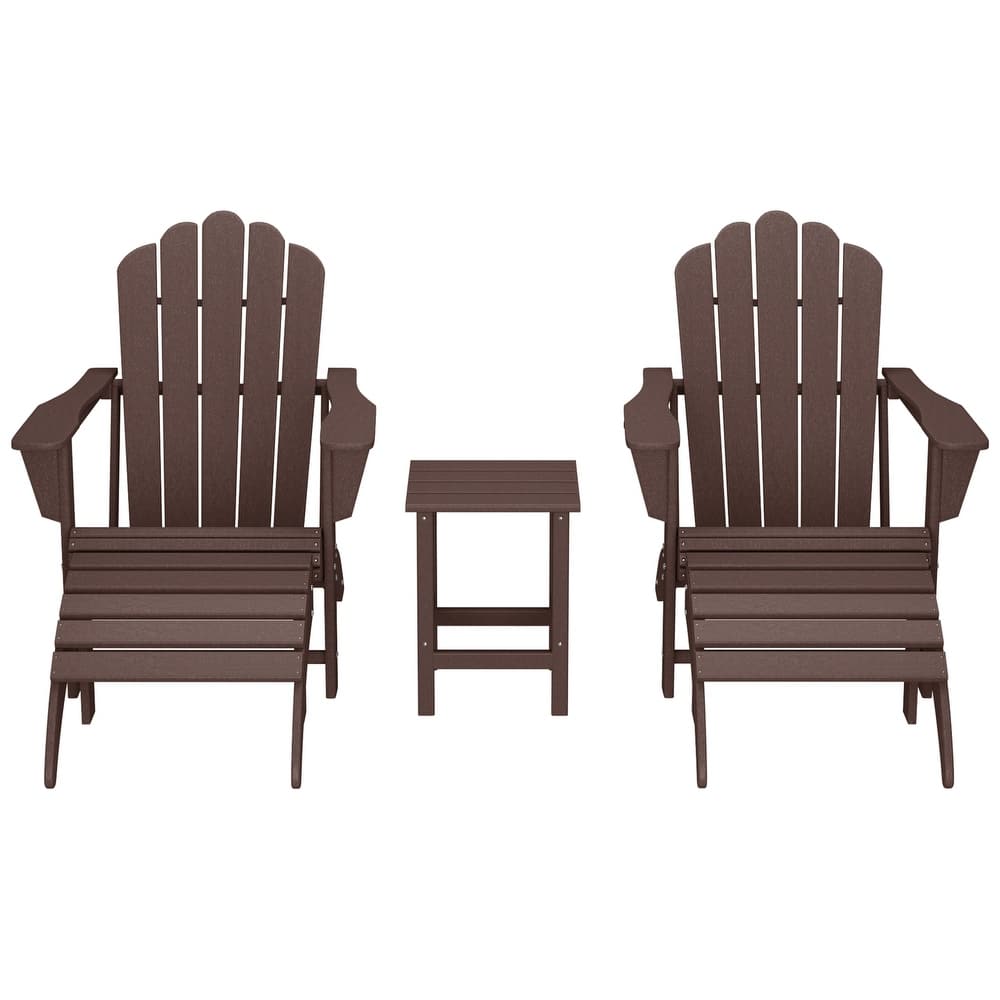 Aderson Outdoor Poly Adirondack Chair with Side Table and Ottoman 5-Piece Set