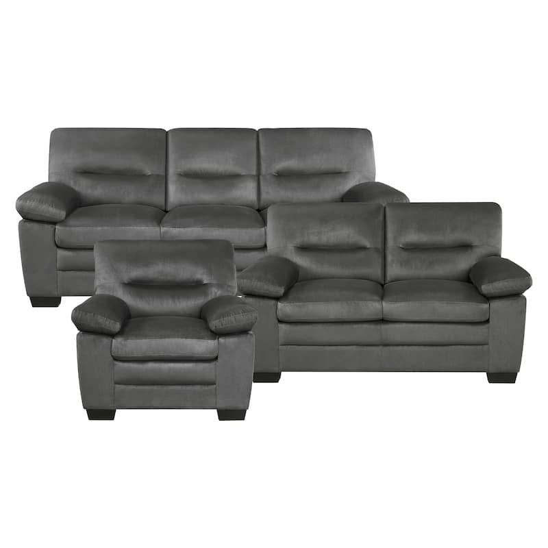 Louisa 3-Piece Living Room Sofa Set - Dark Gray
