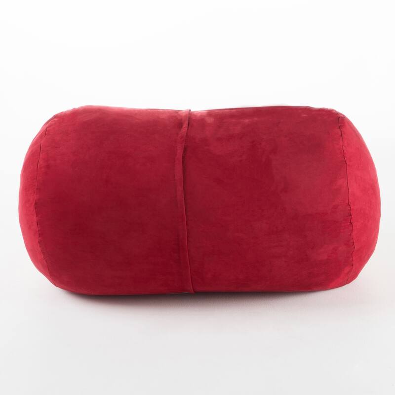Cylindrical Suede Bean Bag With Polyester ,Softness And Comfort - Red - Large