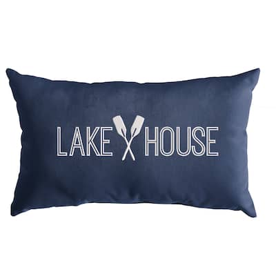 Sunbrella Canvas Navy Embroidered Indoor/Outdoor 13x20 Knife Edge Pillow (Single)