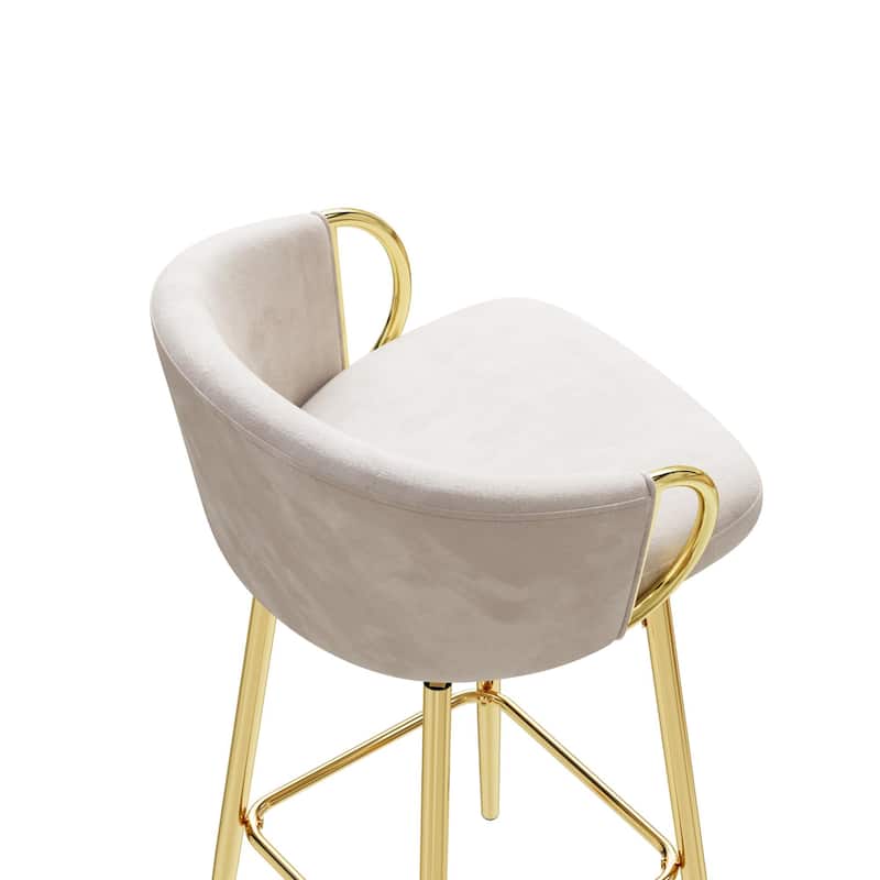 Counter Height Chairs Set of 2, Velvet Upholstered Kitchen Island Chair with Back, Dining Chairs with Metal Legs