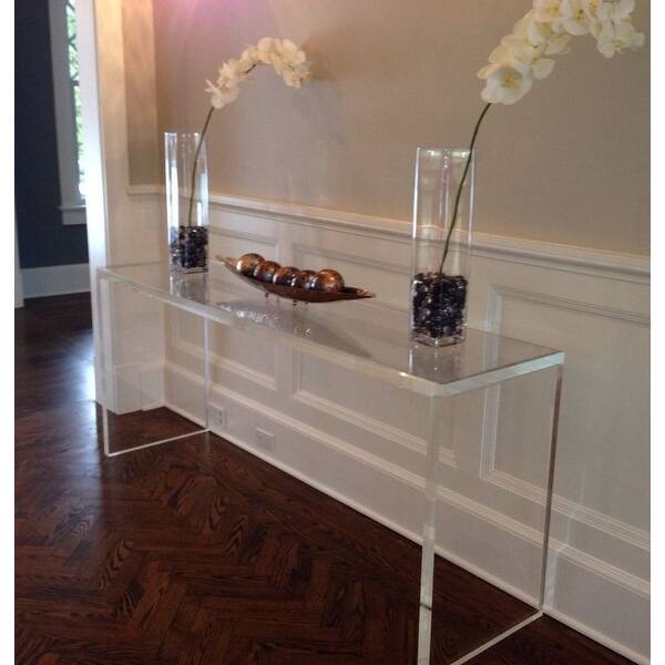 slide 2 of 3, Acrylic Small Console Table - 30" 30" 8" 30" 30" 8"