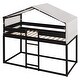 preview thumbnail 5 of 7, Twin over Twin Wood Bunk Bed with Tent, Espresso