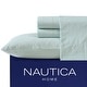 preview thumbnail 29 of 139, Nautica Cotton Percale Deep Pocket Bed Sheet Sets Full - Penny Pinstripe Green