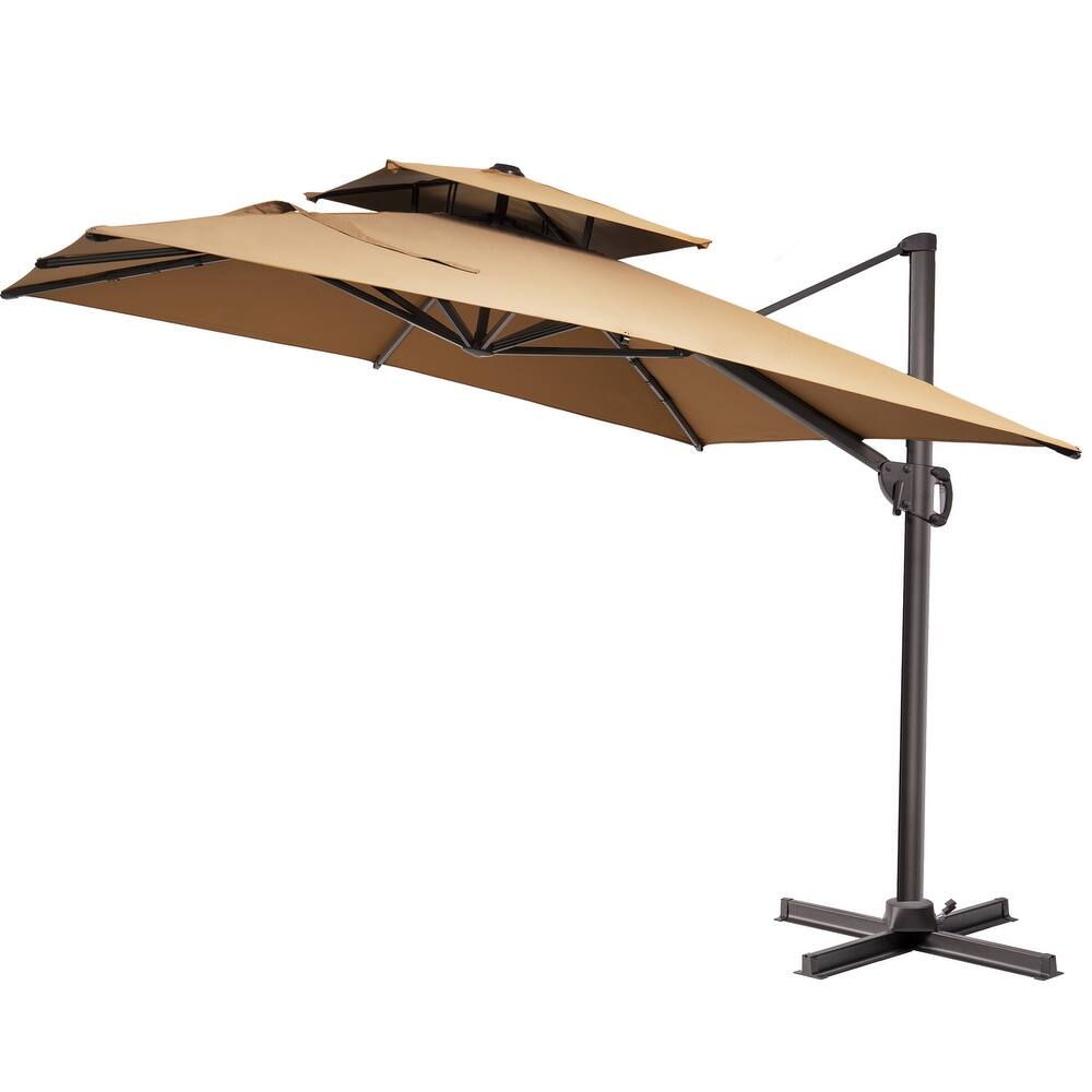 VredHom 9 FT x 12 FT Outdoor Patio Dual Top Aluminum Cantilever Umbrella