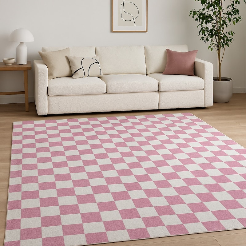 HomeRoots Checkered Modern Rectangle Area Rug - 120 in. x 84 in. x 0.4 in. - 120 in. x 84 in.  x 0.4 in.