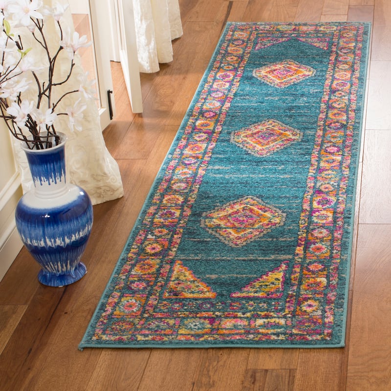 SAFAVIEH Madison Matxalen Vintage Boho Oriental Rug - 2'3" x 8' Runner - Light Blue/Orange - Runner