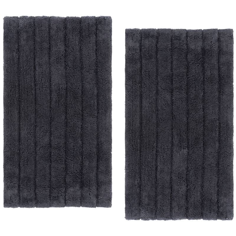 SAFAVIEH Home Harlow Channel Tufted Bathmat (Set of 2) - Grey - 21"W x 34"L
