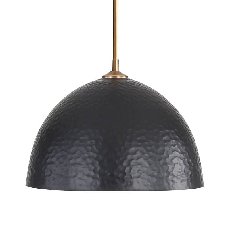 Golden Lighting Shepard 1-light Pendant in Modern Brass and Matte Black shade - Large Pendant
