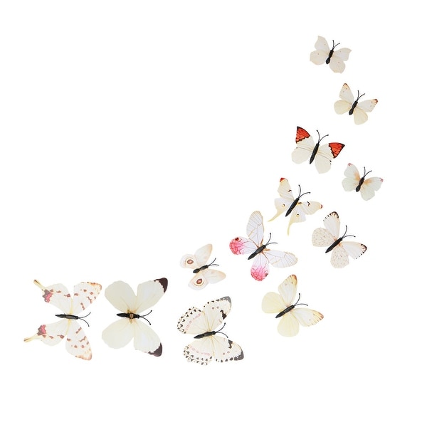 3D Butterfly Vivid Decal Sticker with Pin for Wedding Party Decor White