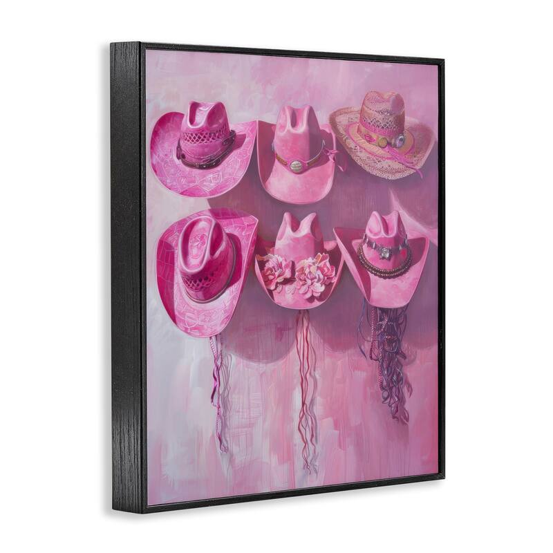 Stupell Hanging Pink Cowgirl Hats Framed Giclee Art Design By LSR Design Studio