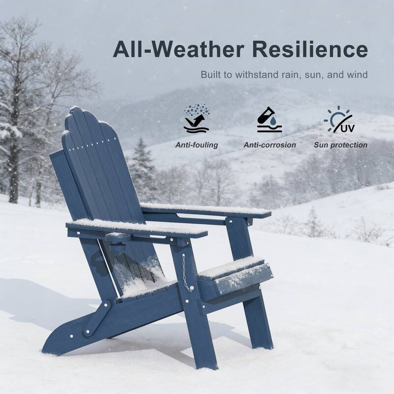 HDPE All-Weather Folding Adirondack Chair with Cup Holder
