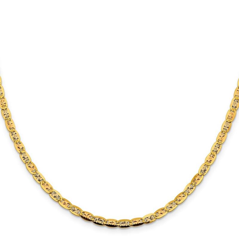 Curata 14k 3.8mm Tri color Gold Pave Chain Bracelet
