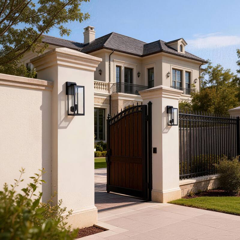 2 Pack Black Outdoor Lighting Wall Sconce with Clear Glass