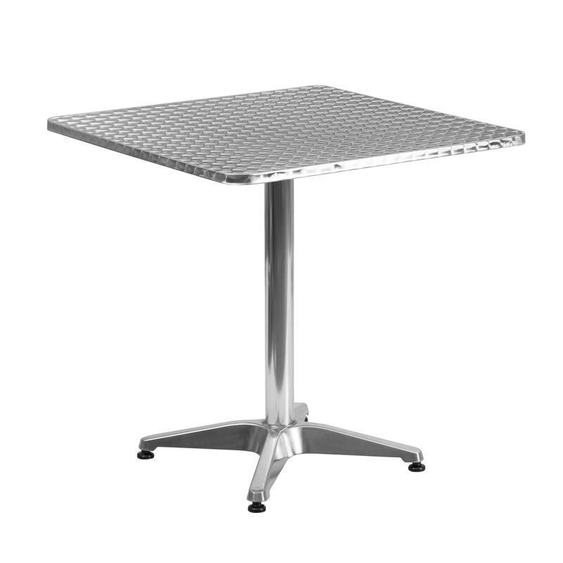 27.5'' Square Aluminum Indoor-Outdoor Table Set with 2 Rattan Chairs - 27.5"W x 27.5"D x 27.5"H - 27.5"W x 27.5"D x 27.5"H