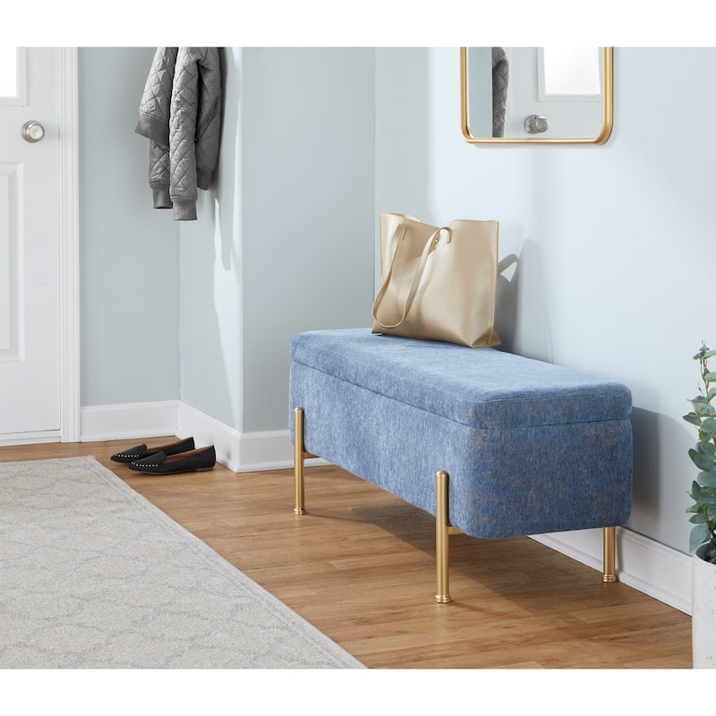 Silver Orchid Galotti Storage Bench with Flip-Top Lid