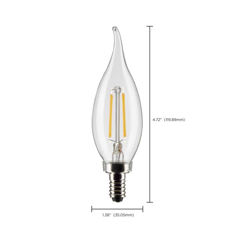3 Watt CA10 LED - Clear - Candelabra base - 90 CRI - 2700K - 120 Volt