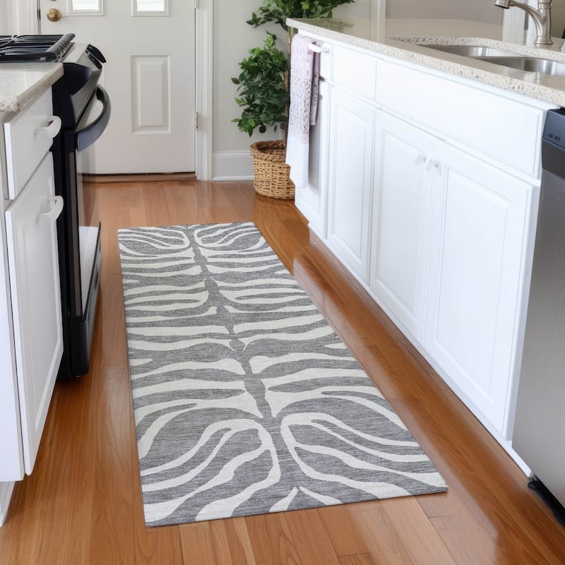 Premium Washable Super Soft Zebra Print Mayfield Rug - Gray - 2'3" x 7'6"