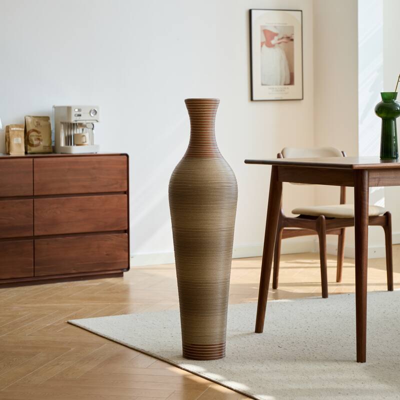 Hand-Woven PVC Rattan Floor Vase