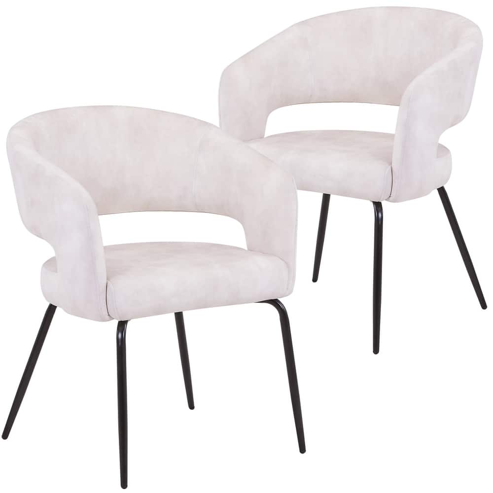 Gavin Contemporary Velvet/Leather Dining Chair with Open Back Design & Iron Legs for Dining/Living Rooms and Offices (Set of 2)