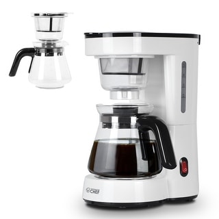 Commercial CHEF Coffee Maker, Drip Coffee Maker with Pour Over Filter, White