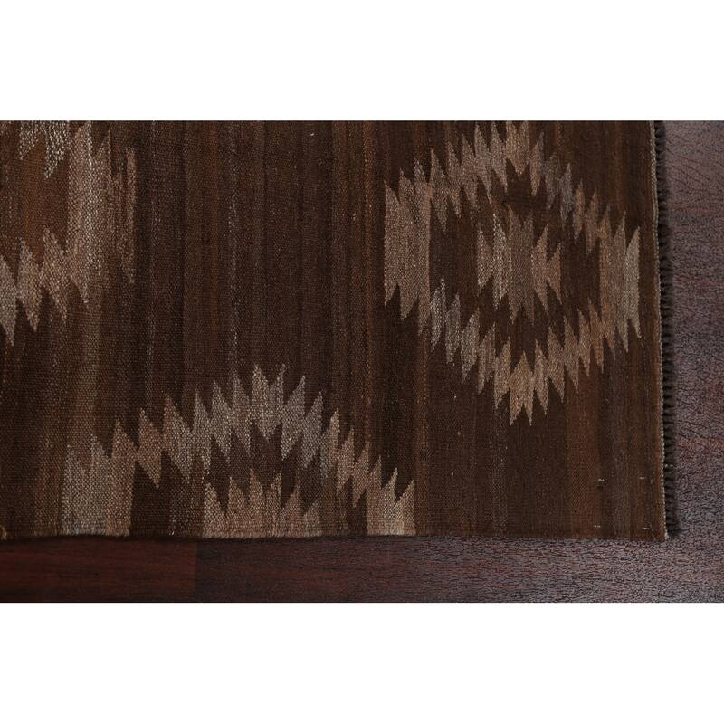Natural Dye Tribal Geometric Kilim Oriental Wool Area Rug Flat-woven - 4'10" x 6'8"