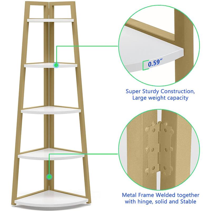 70" Tall Corner Bookcase Ladder Bookshelf, Display Shelf, Plant Stands