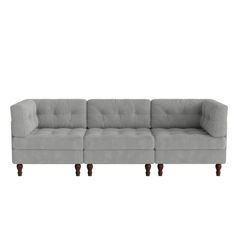 98"W Modular Upholstered Corduroy Sectional Sofa for Living Room