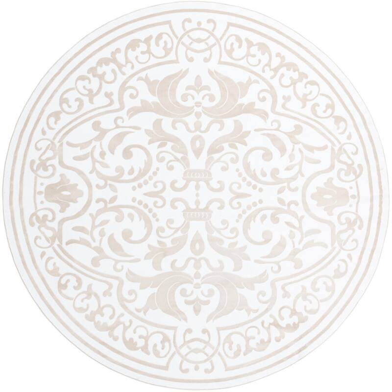 Traditional Wralvale Collection Area Rug - Snow White - 10'8" Round
