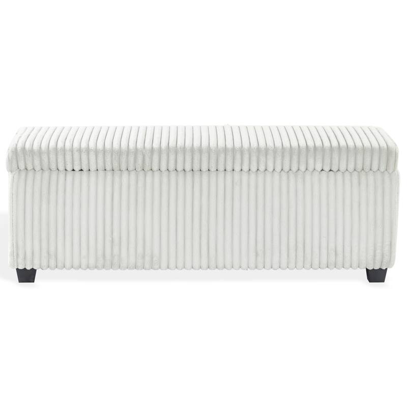 SAFAVIEH Couture Lynzie Plush Corduroy Storage Bench - 55"W x 21"D x 19"H