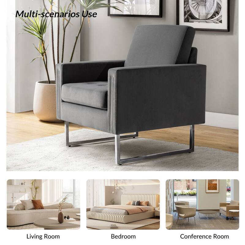 Elastus Modern Velvet Club Chair with Chic Metal Legs Set of 2 by HULALA HOME