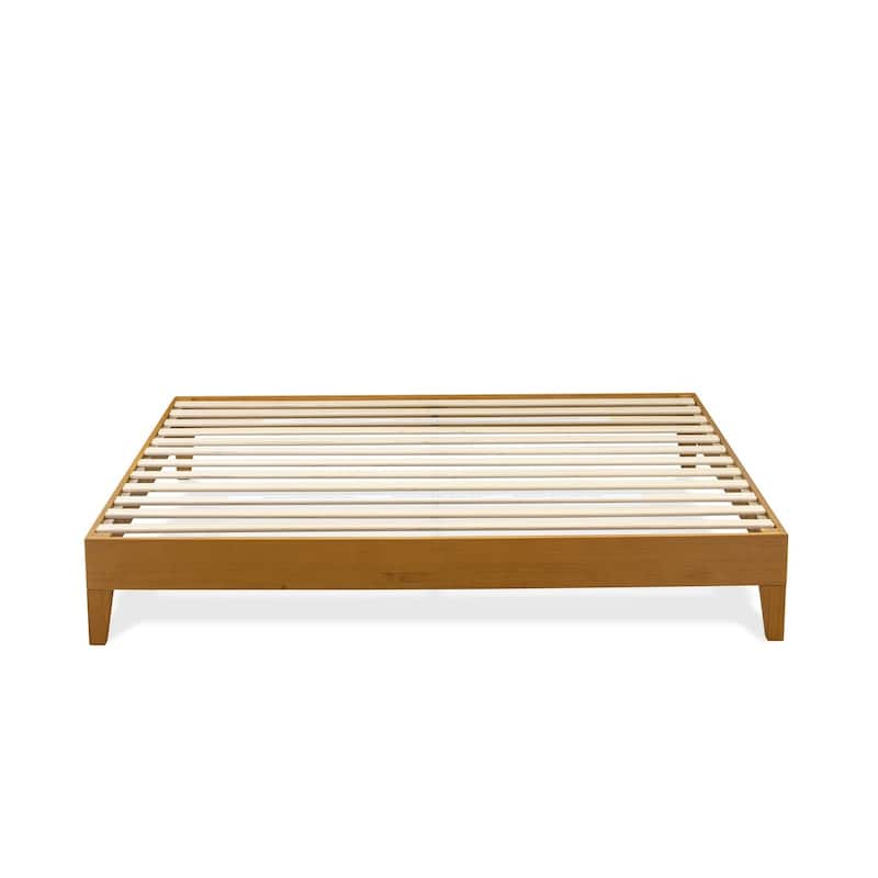 King Size Bed Frame - Sturdy Platform Bed with Hardwood Legs - Oak Finish Bedroom Furniture