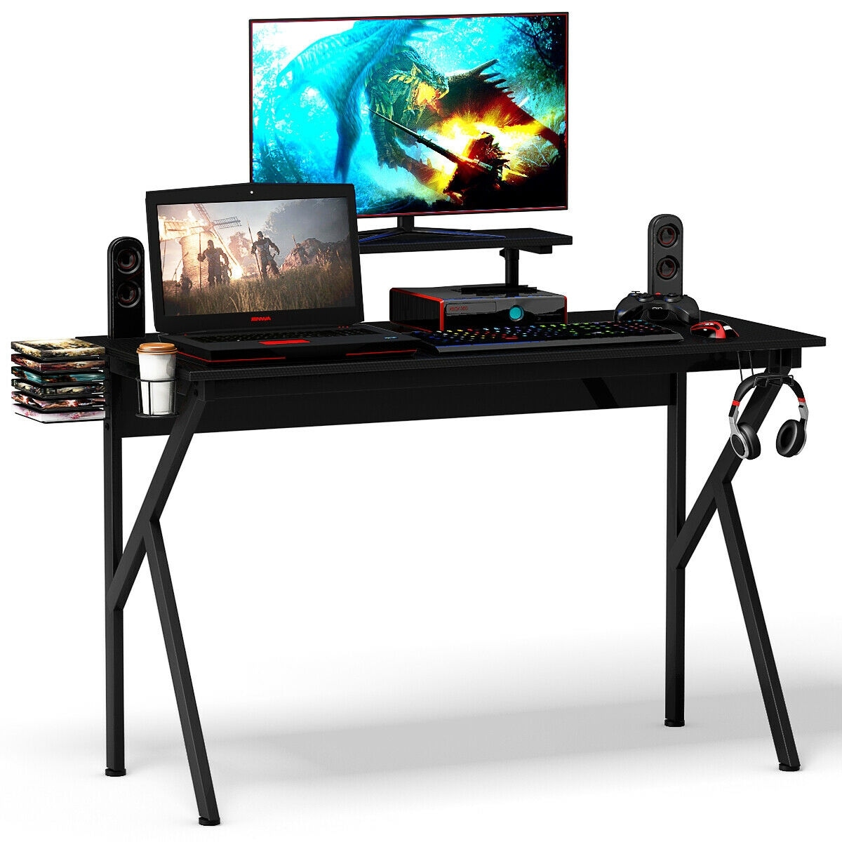 Shop Gymax Gaming Desk Computer Desk Pc Table Workstation With Cup