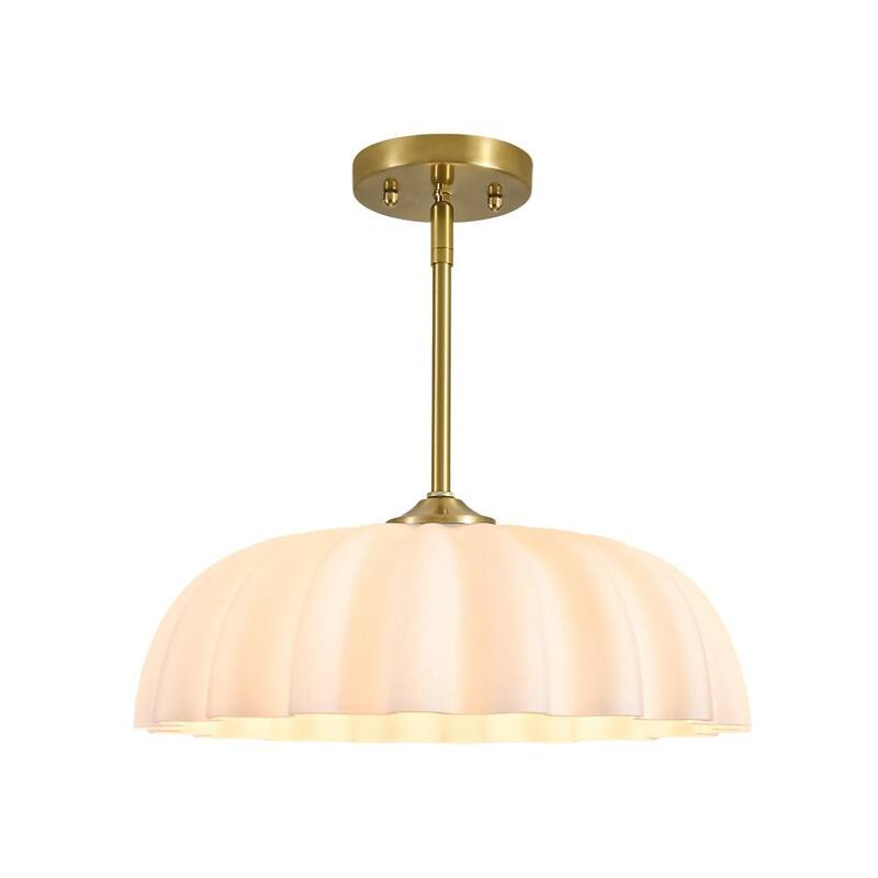 Chic Modern 1-Light Shell Scalloped Glass Single Pendant - 15.7 in