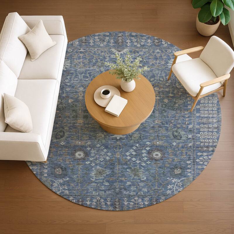 Machine Washable Indoor/ Outdoor Traditional Classic Chantille Rug