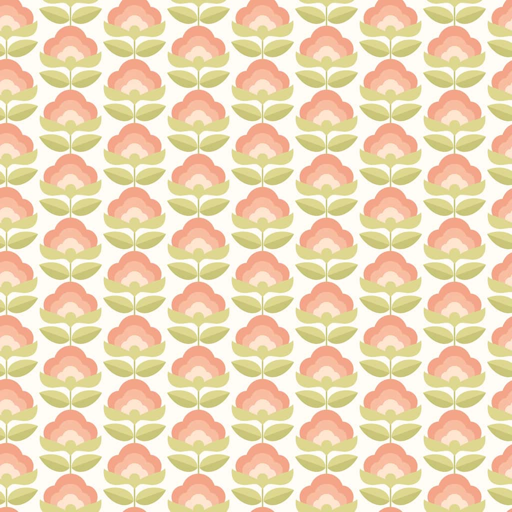 Hoopla Walls Retro Flower Apricot Mix Peel and Stick Wallpaper - N/A