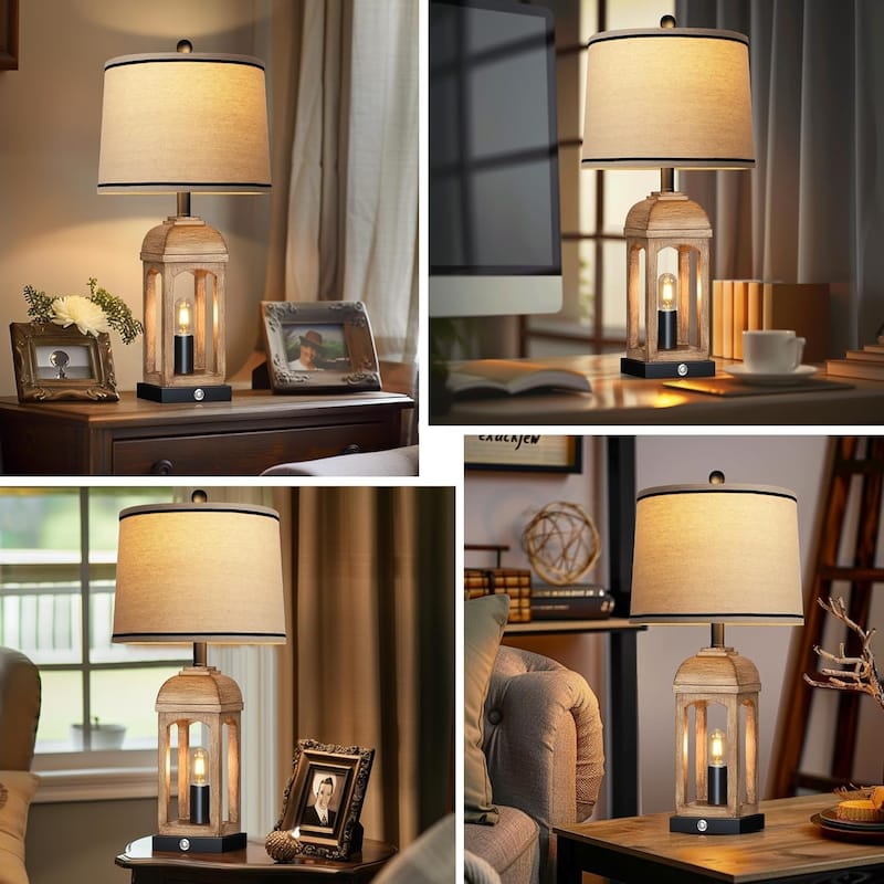 Touch Control Table Lamp with USB A+C and Nightlight and 3-Way Dimmable (Set of 2)