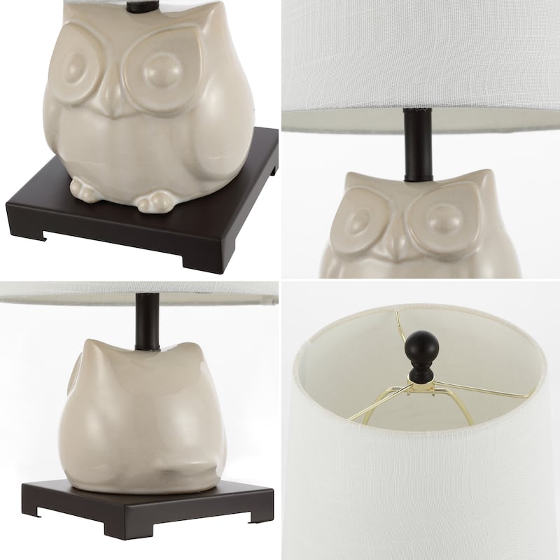 Tiki 16" Ceramic Mini LED Table Lamp, Blue/White by JONATHAN Y - 16