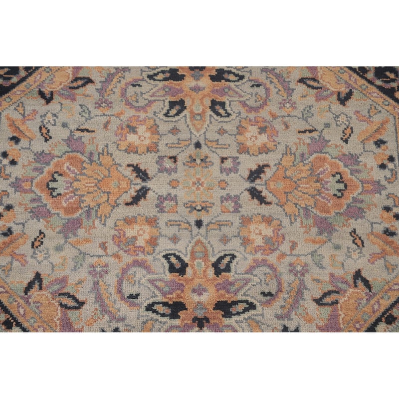 Light Blue Heriz Serapi Octagon Area Rug Wool Carpet - 5'11"x 5'11"