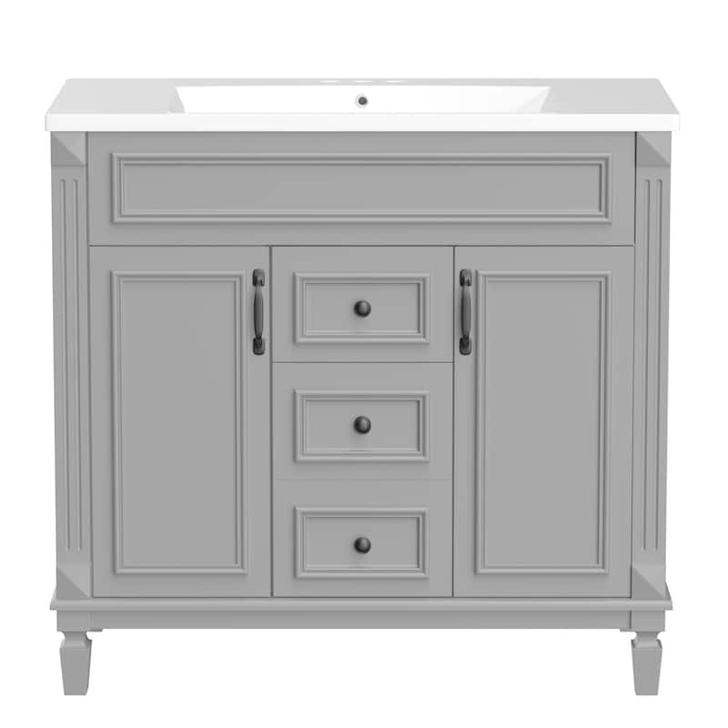 36'' Freestanding Bathroom Vanity with Integrated Ceramic Sink and Drawers