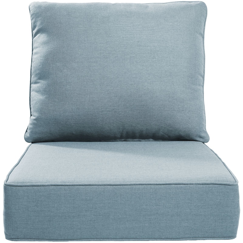 22" W x 24" D x 6" T Water & Fade Resistant Outdoor Lounge Chair Replacement Cushion Set - 1 Set - Baby Blue