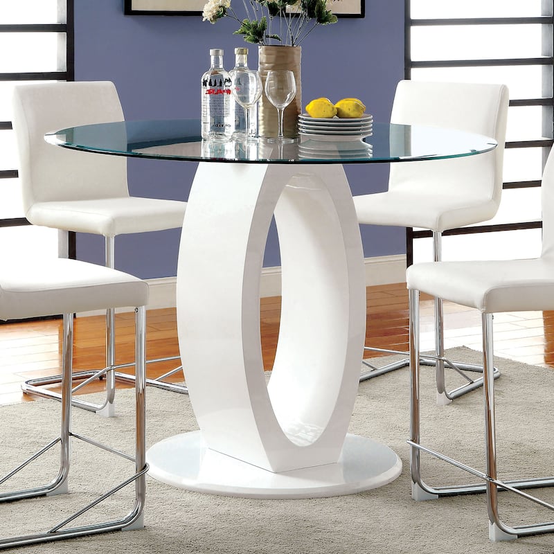 Furniture of America Raji 48-inch High-gloss Round Counter Height Table - White