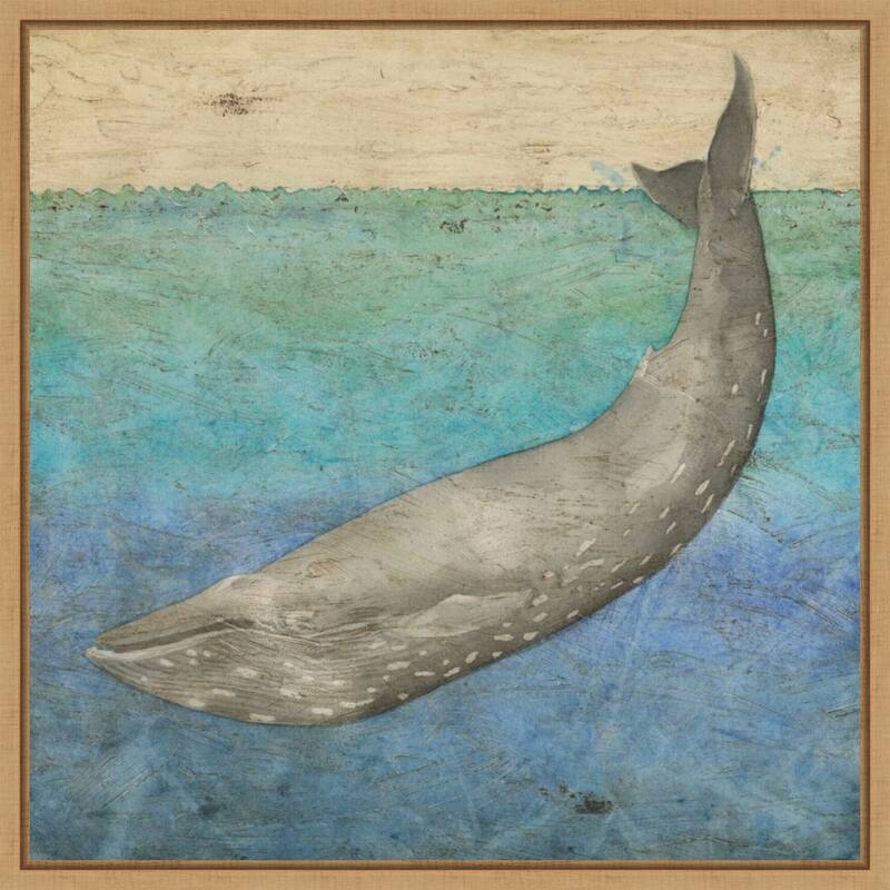 Diving Whale No. 1 by Megan Meagher (22 x 22 in.), Framed Canvas Wall Art Print