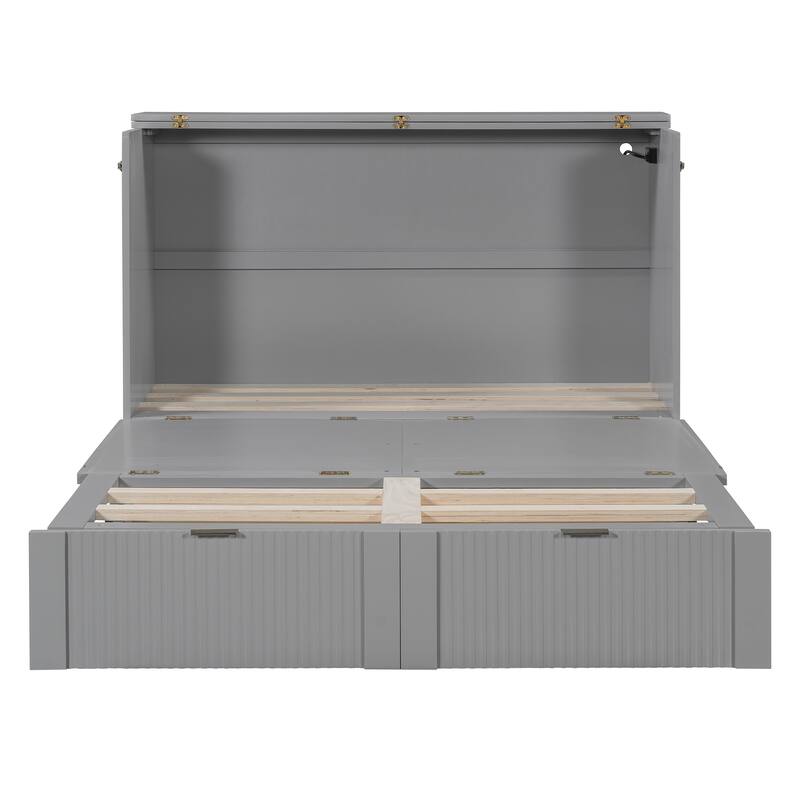 Full Size Smart Murphy Bed with Roller Skate System & Storage