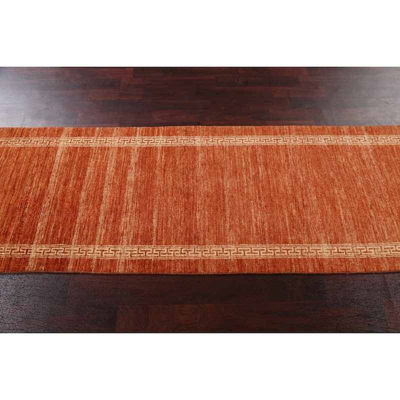Bordered Gabbeh Kashkoli Oriental Runner Rug Wool Hand-knotted Carpet - 2'5" x 9'4"