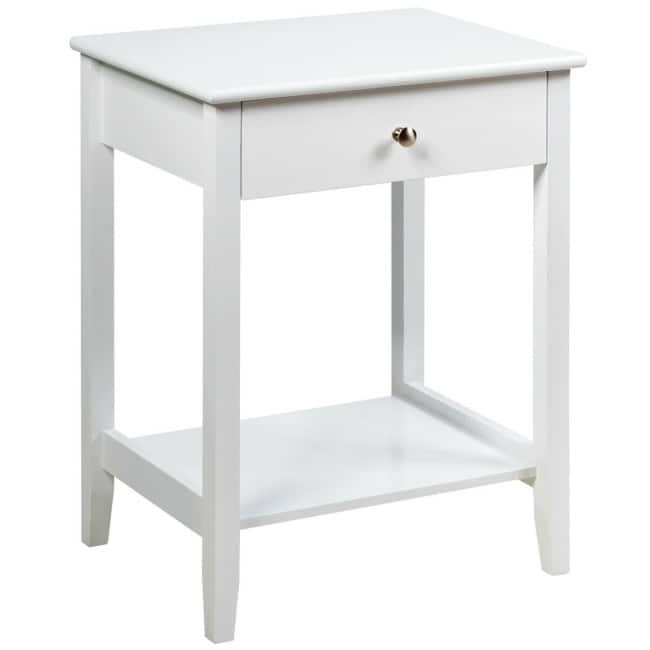 Wooden Nightstand End Table Storage Display - White