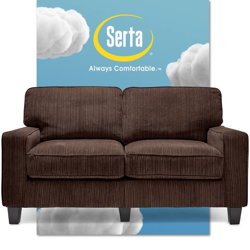 Serta Palisades Upholstered 61" Sofas for Living Room Modern Design Couch, Straight Arms, Tool-Free Assembly - Brown